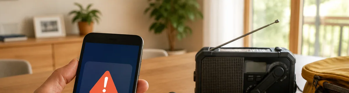 Móvil, radio y linterna preparados para recibir alertas de emergencia en España